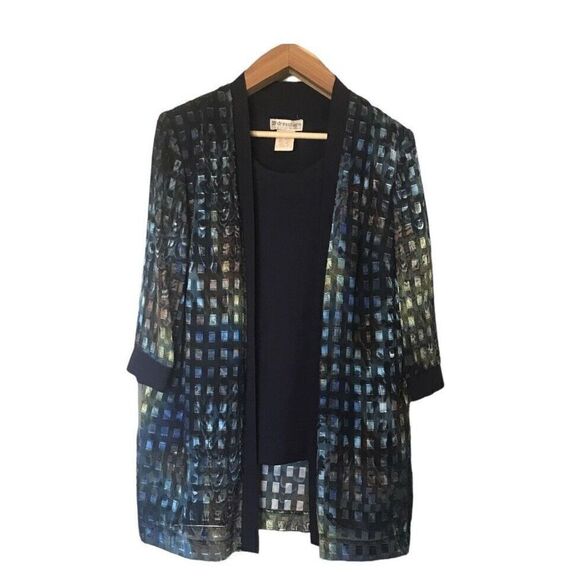 Dressbarn Jacket Mock Tank Set Womens Size 14 W Blue Purple Metallic Career - Picture 1 of 10